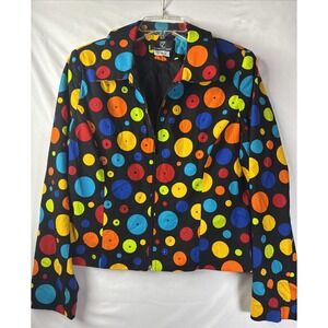 Lorizoni Womans Full Zip Jacket Multicolor Medium Polka Dots Long Sleeve Art
